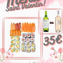 Le voici le voilà notre menu spécial pour la Saint Valentin (valable uniquement le 14/02 au soir, sur réservation)

Pour tout plateau duo commandé nous vous offrons une bouteille de vin 75cl (tariquet classique, rosé ou rouge)
Dans la limite des stocks disponibles, l'abus d'alcool est dangereux pour la santé 😉
.
.
.
#saintvalentin #valentineday #menusushi #couleursushi #lateste #biganos #andernos #guj#leteich #cazaux #lanton #audenge #sushiforever #sushi